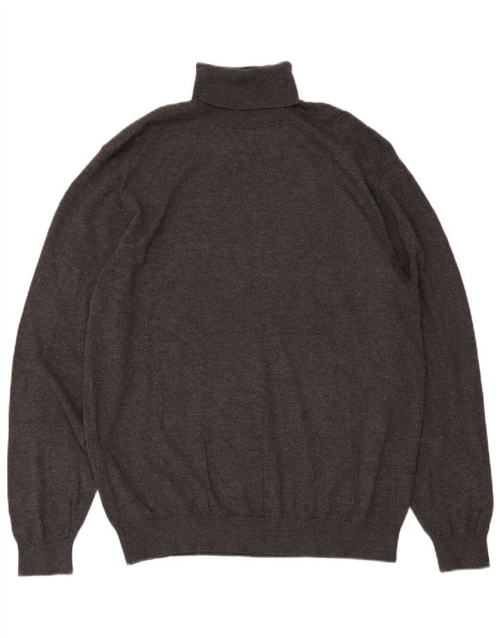 Zara Mens Roll Neck Jumper Sweater Large Grey Flecked Viscose