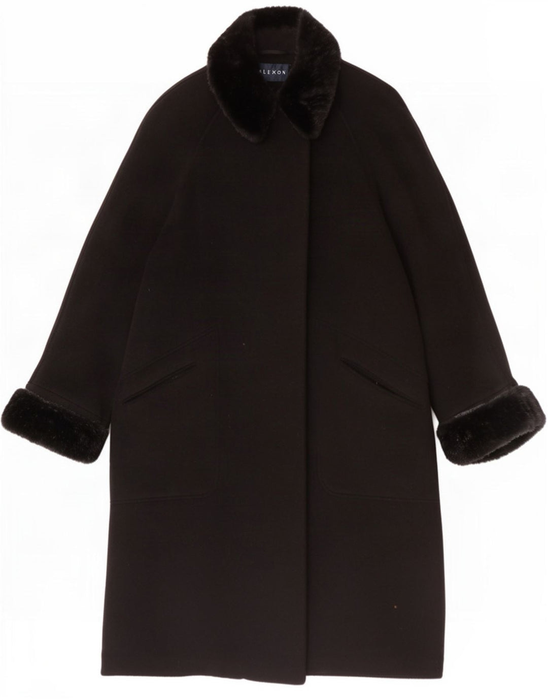 ALEXON Womens Oversized Overcoat UK 12 Medium Black Wool