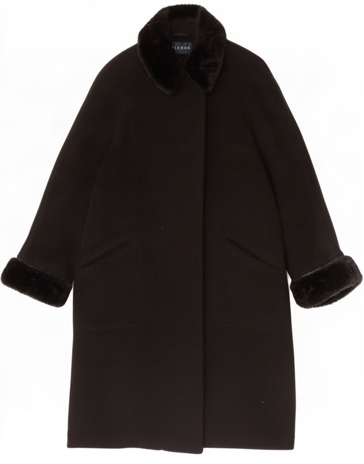 ALEXON Womens Oversized Overcoat UK 12 Medium Black Wool