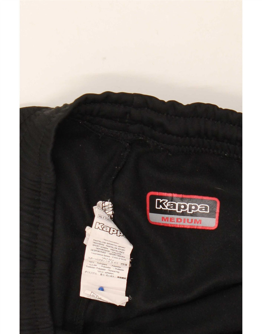 Kappa Mens Graphic Tracksuit Trousers Medium Black Polyester