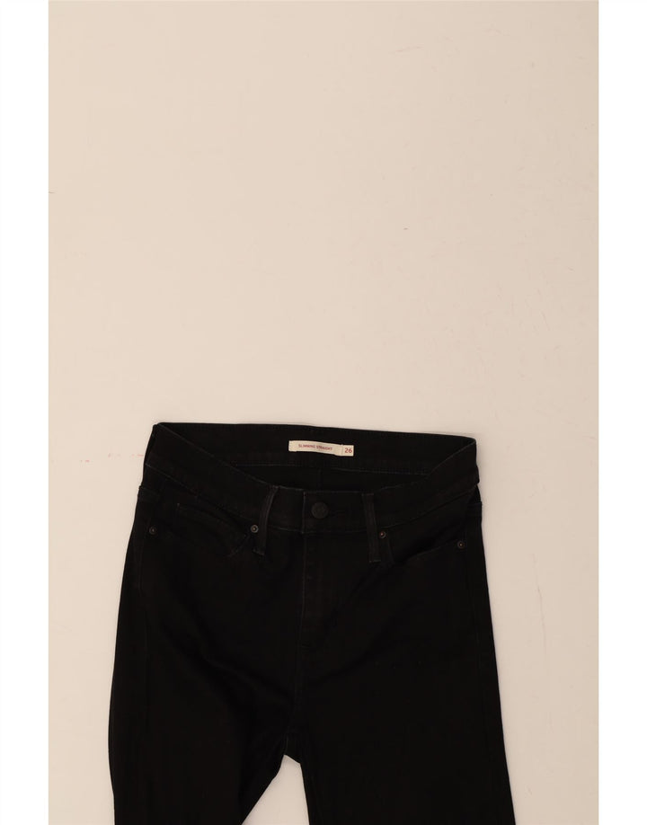 LEVI'S Womens Slimming Straight Jeans W26 L34 Black Cotton Vintage Levi's and Second-Hand Levi's from Messina Hembry 