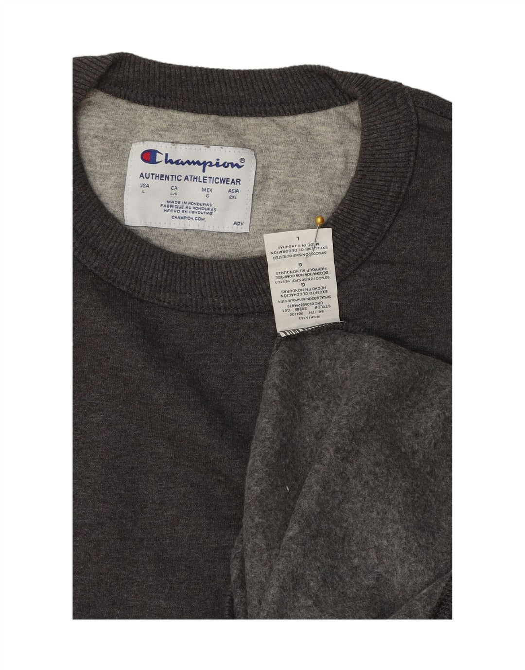 CHAMPION Mens Sweatshirt Jumper Large Grey Cotton
