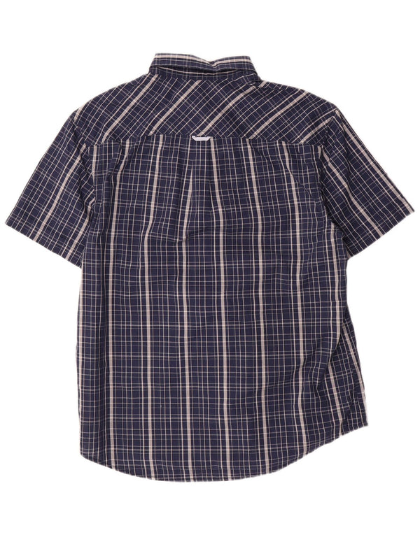 Penguin Mens Heritage Slim Fit Short Sleeve Shirt Large Navy Blue Check