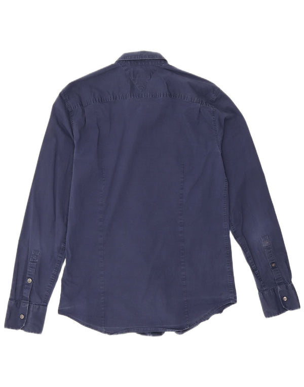 Tommy Hilfiger Mens Slim Fit Shirt Large Navy Blue Cotton