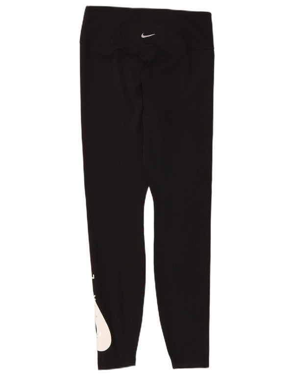 NIKE Womens Dri Fit Graphic Leggings UK 12 Medium  Black
