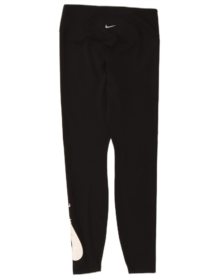 NIKE Womens Dri Fit Graphic Leggings UK 12 Medium  Black