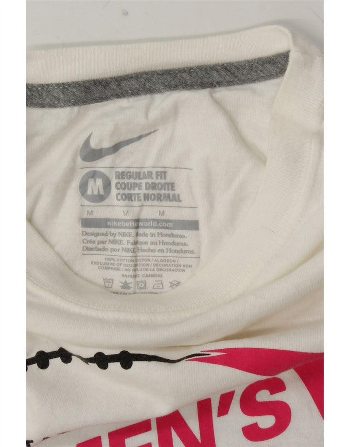 NIKE Womens Graphic T-Shirt Top UK 14 Medium White Cotton