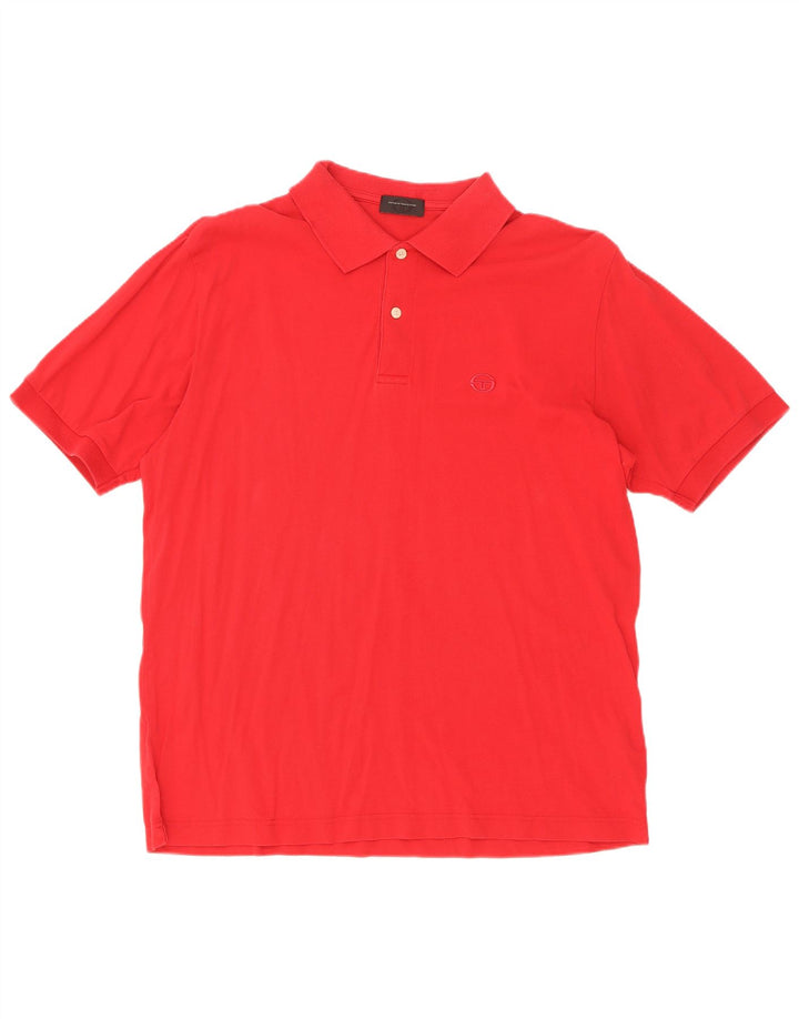 Sergio Tacchini Mens Polo Shirt IT 50 Medium Red Cotton