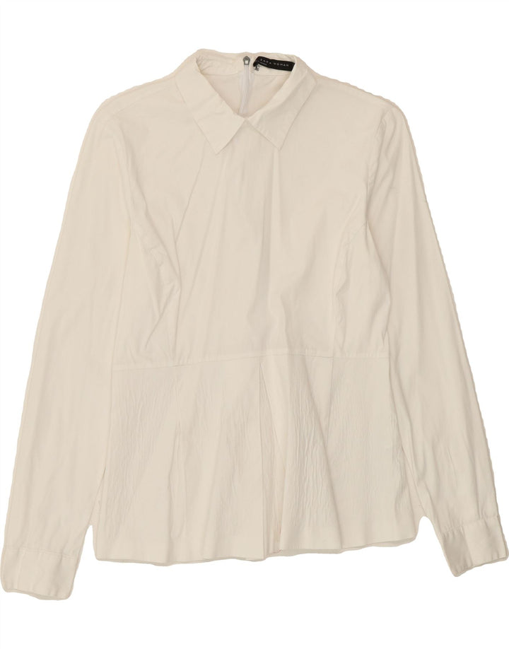 ZARA Womens Pullover Shirt Blouse UK 8 Small White Cotton Vintage Zara and Second-Hand Zara from Messina Hembry 