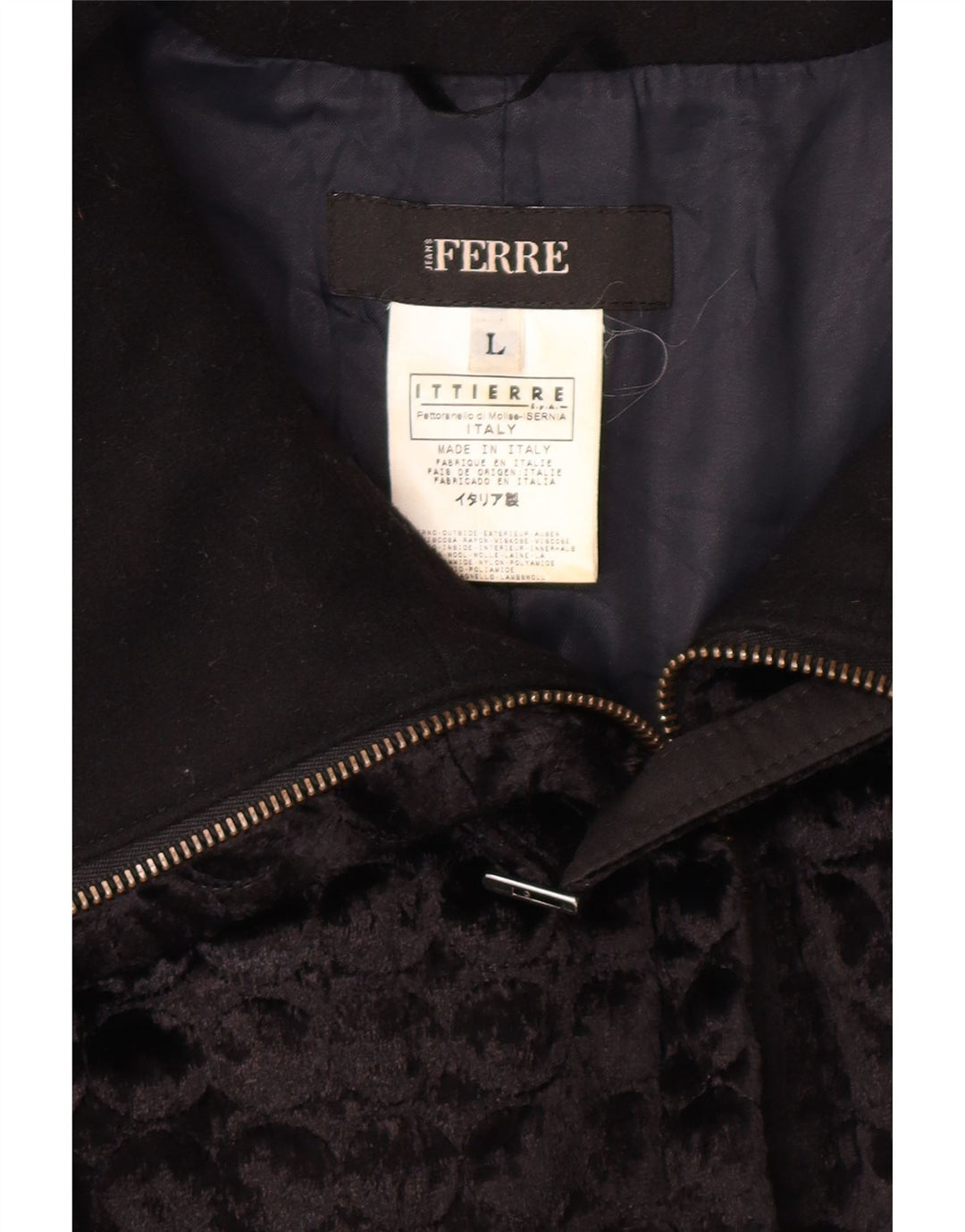 FERRE Womens Velvet Jacket UK 14 Large Black Wool Classic