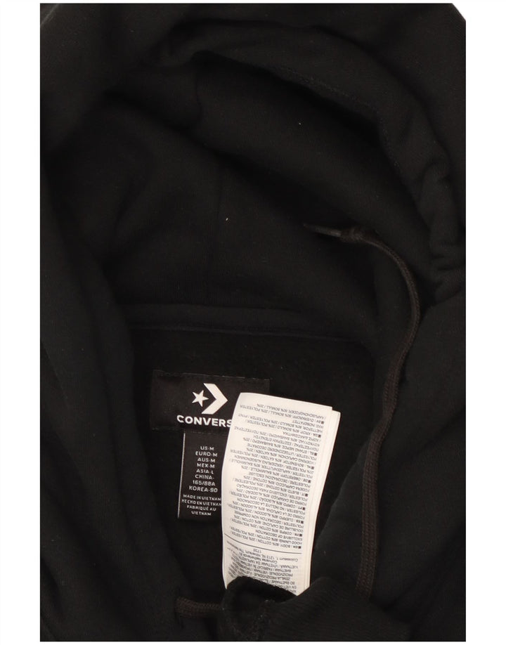 CONVERSE Womens Hoodie Jumper UK 14 Medium Black Cotton