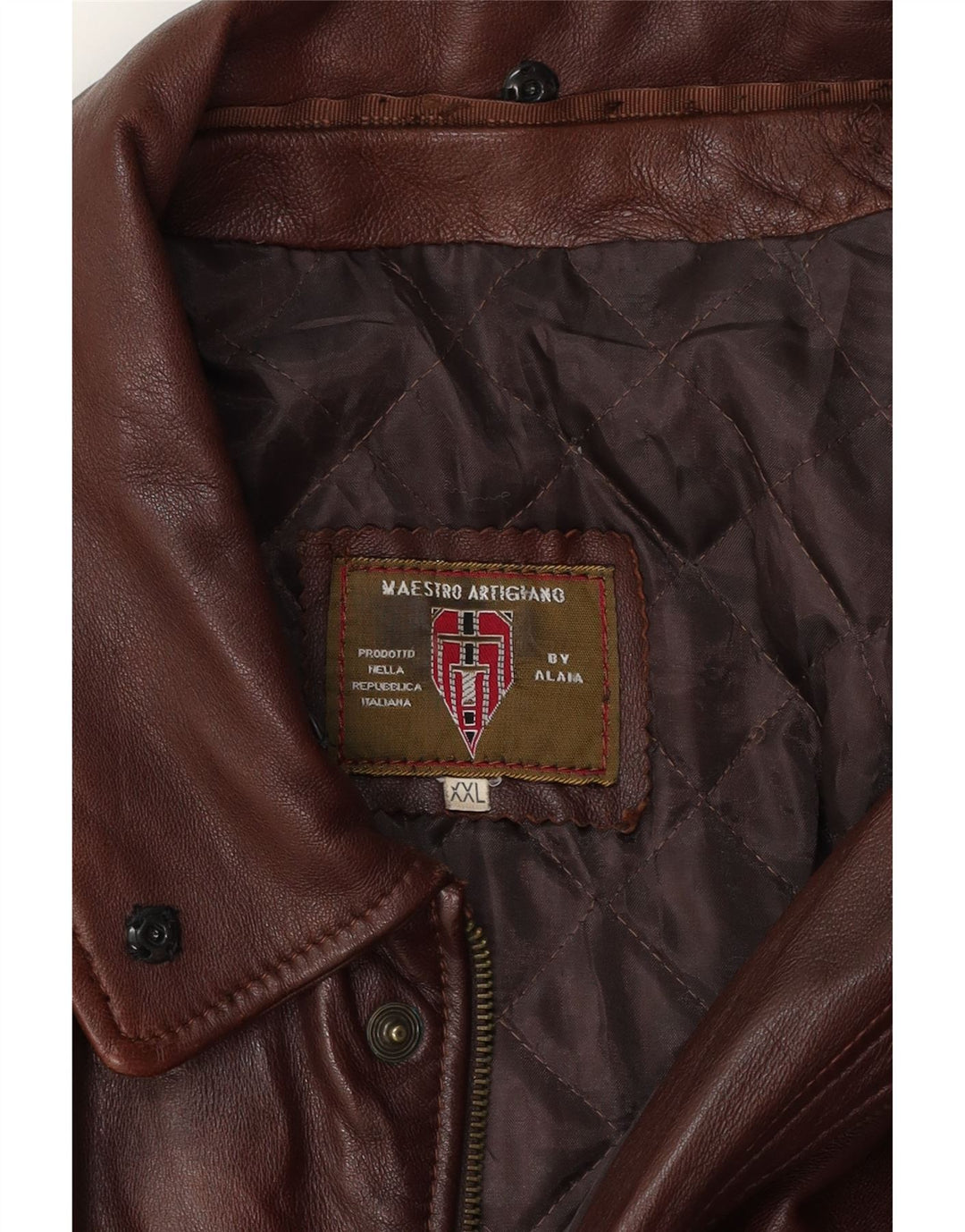 MAESTRO ARTIEIANO Mens Leather Jacket UK 44 2XL Brown Leather