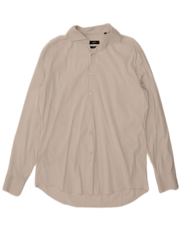 Hugo Boss Mens Slim Fit Shirt Size 43 17 XL White Cotton