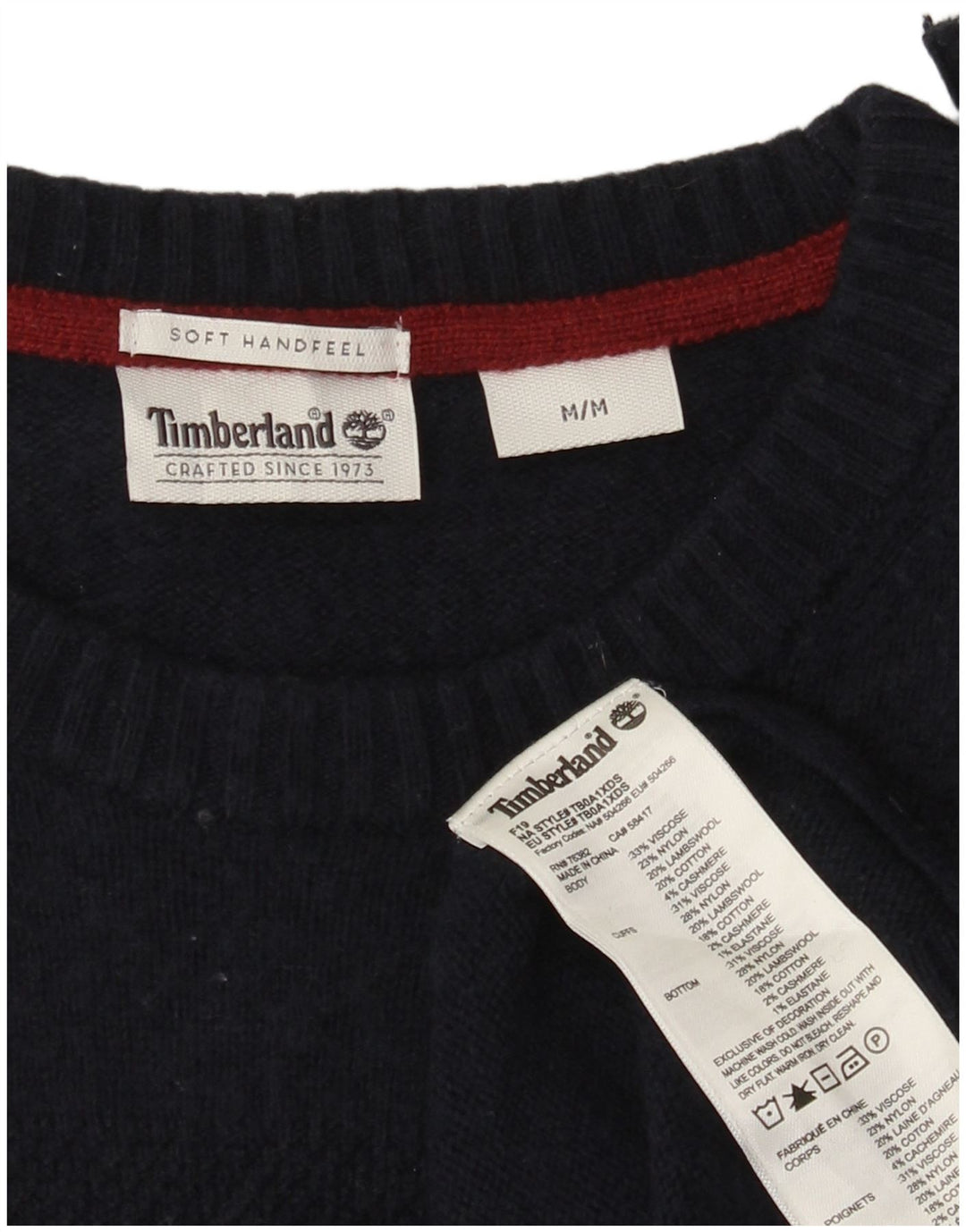 Timberland Mens Boat Neck Jumper Sweater Medium Navy Blue Viscose