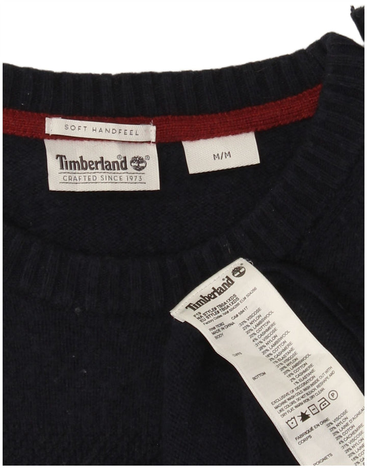 Timberland Mens Boat Neck Jumper Sweater Medium Navy Blue Viscose