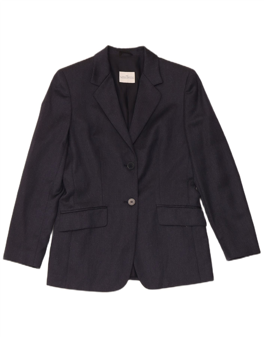 MISSTWIDD Womens 2 Button Blazer Jacket IT 40 Small Navy Blue Virgin Wool