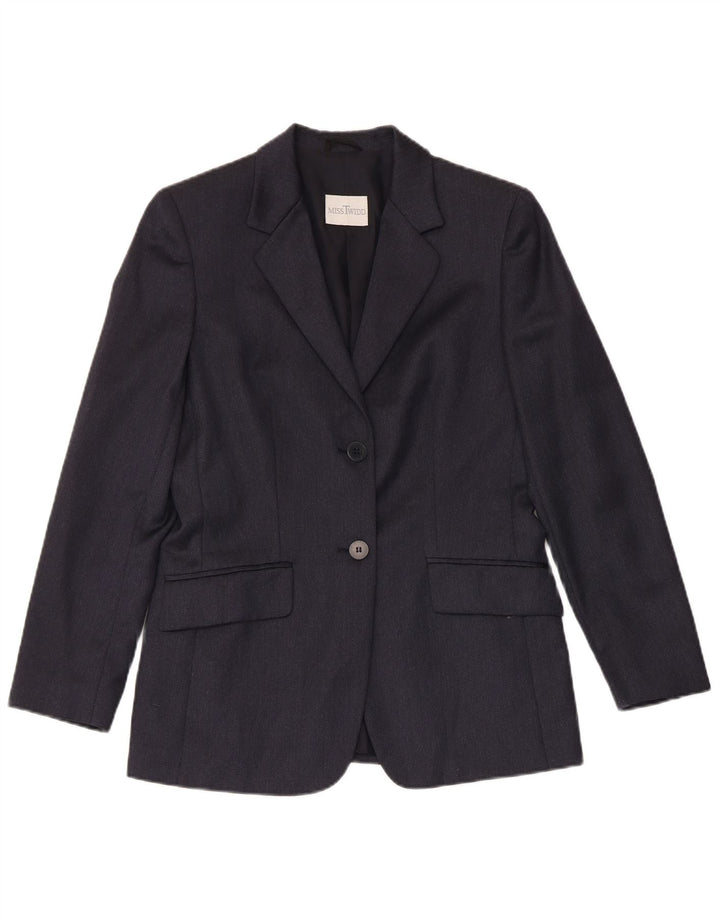MISSTWIDD Womens 2 Button Blazer Jacket IT 40 Small Navy Blue Virgin Wool