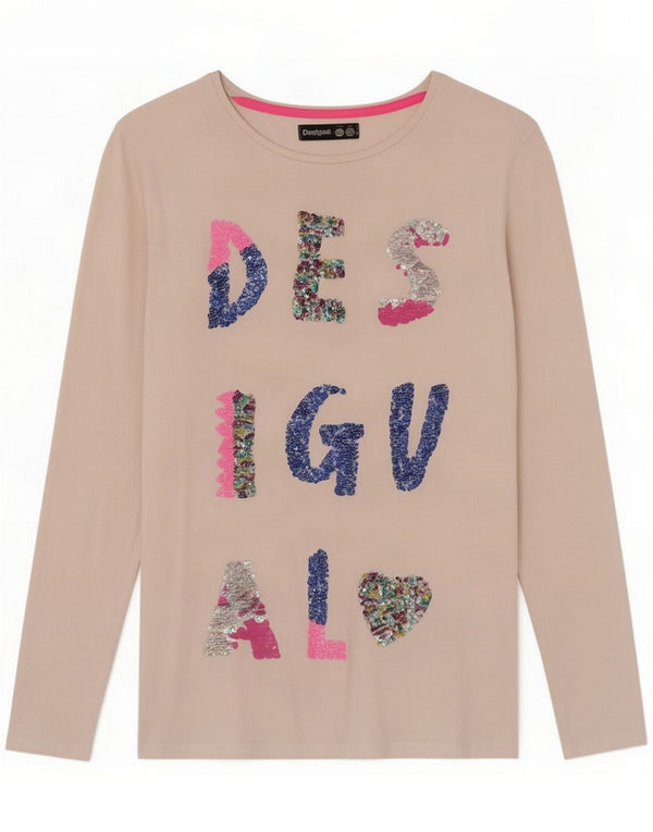 Desigual Girls Graphic Top Long Sleeve 13-14 Years White