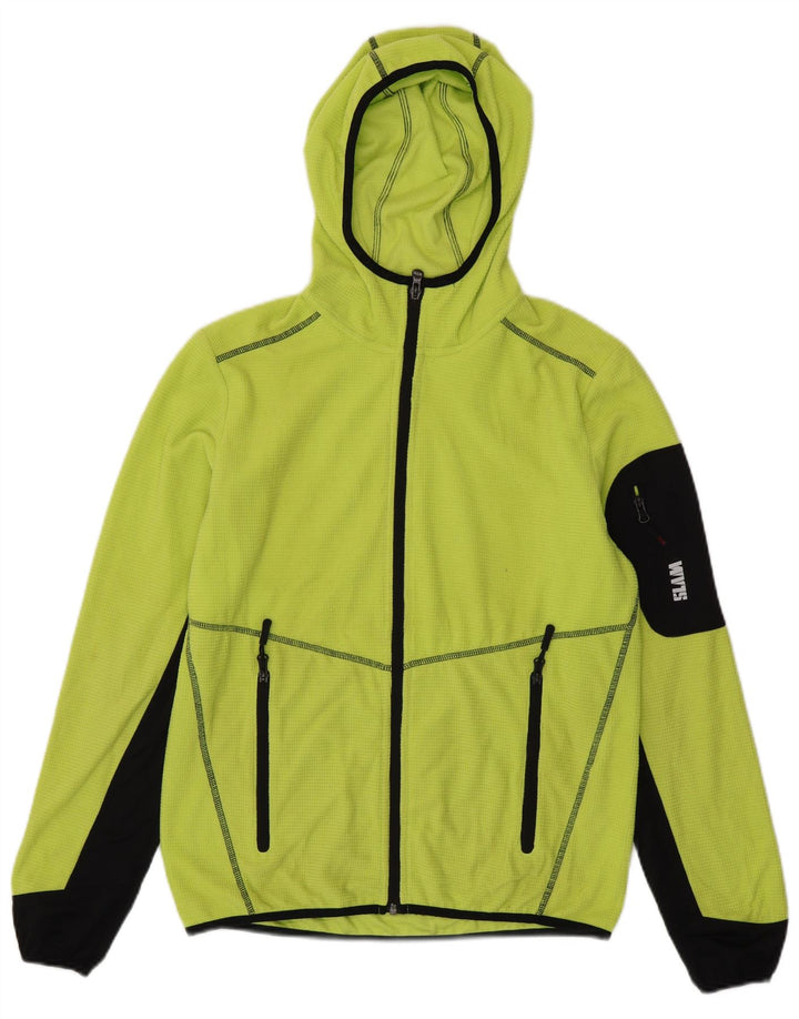 SLAM Mens Zip Hoodie Sweater Small Green Colourblock Polyester