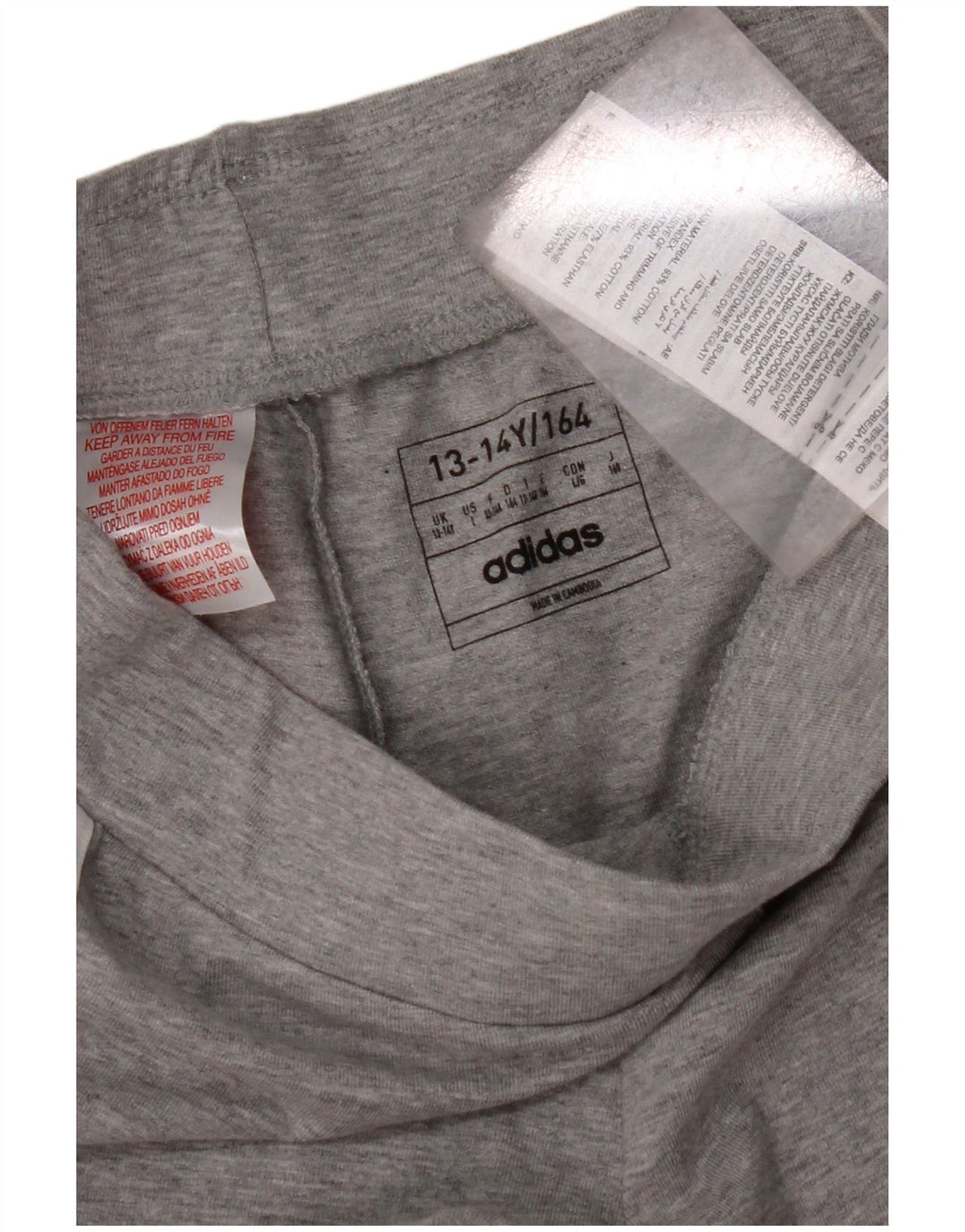 ADIDAS Girls Leggings 13-14 Years  Grey Cotton