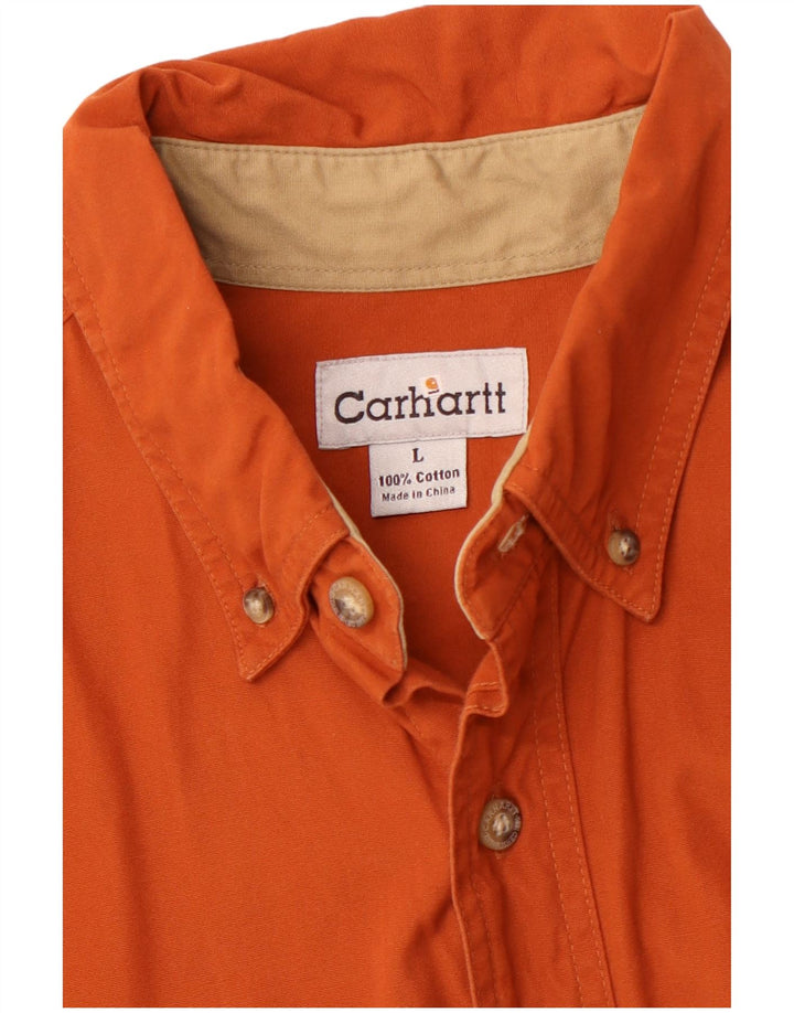 CARHARTT Mens Shirt Large Orange Cotton