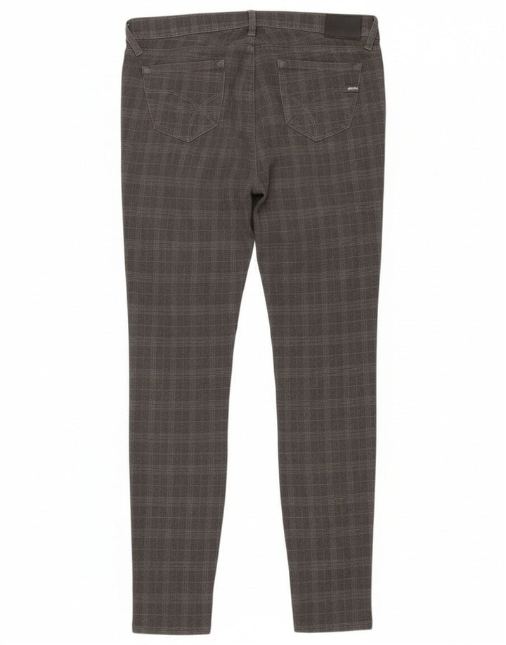 Gas Womens Slim Casual Trousers W28 L32 Grey Check Polyester