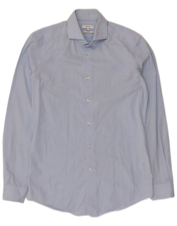 Reiss Mens Slim Fit Shirt Small Blue Cotton