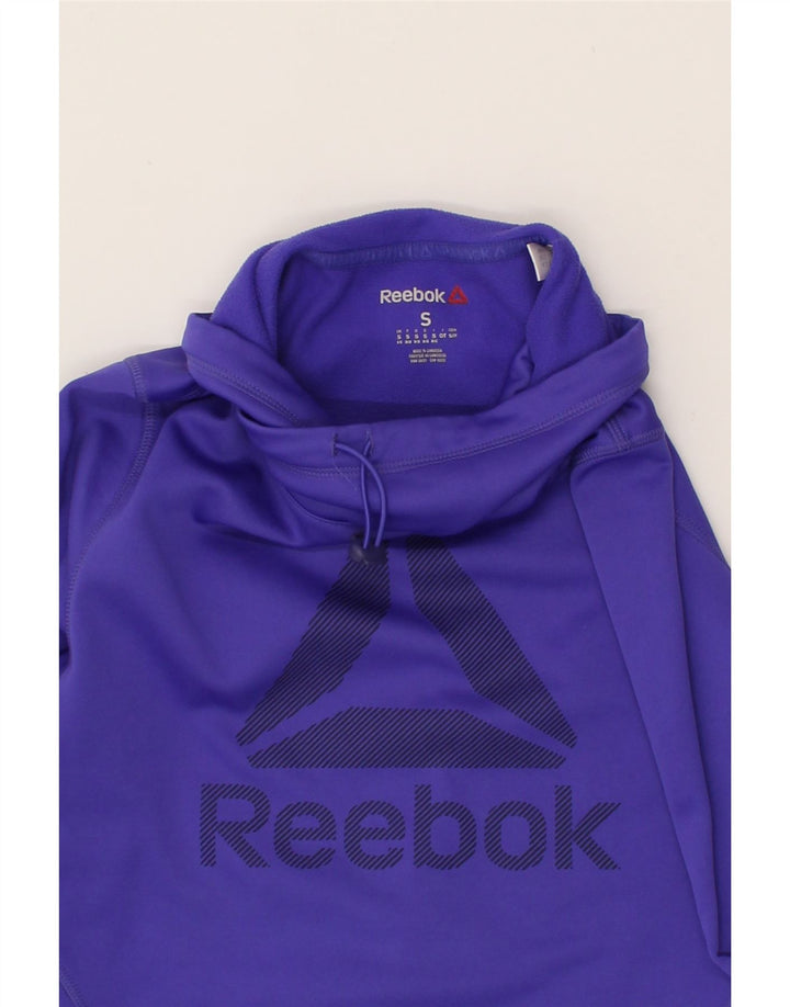 REEBOK Womens Graphic Sweatshirt Jumper UK 8/10 Small Purple Polyester Vintage Reebok and Second-Hand Reebok from Messina Hembry 