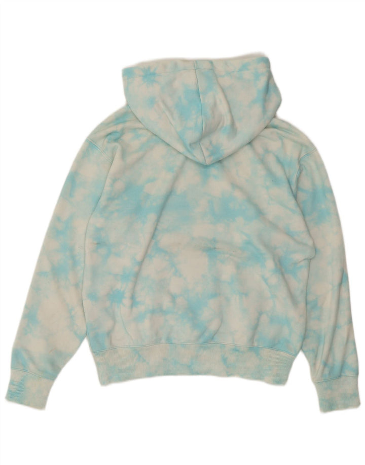 CHAMPION Womens Oversized Hoodie Jumper UK 10 Small Blue Tie Dye Cotton