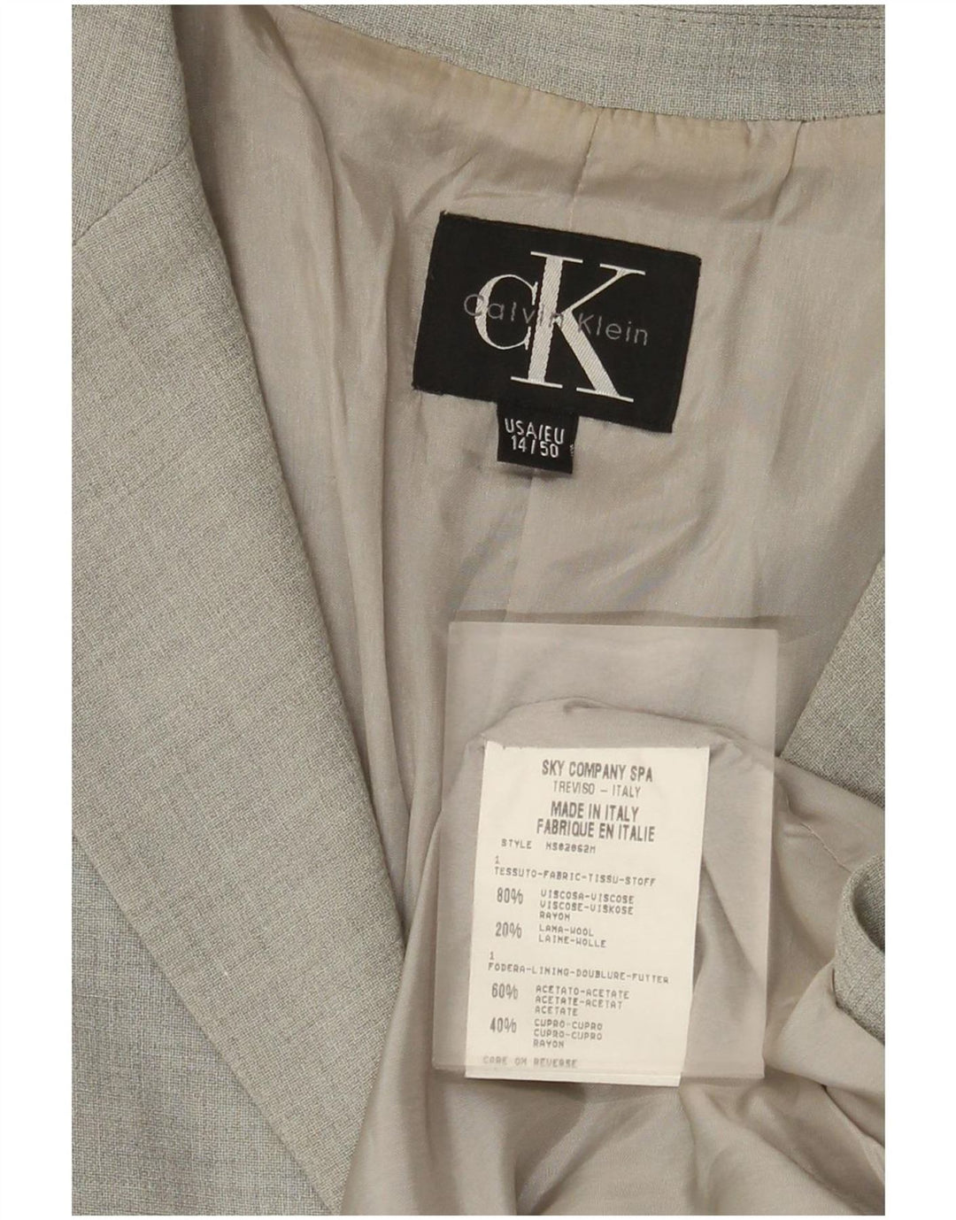 Calvin Klein Womens 3 Button Blazer Jacket US 14 XL Grey Viscose
