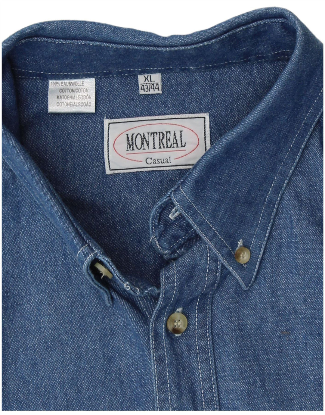 VINTAGE Mens Denim Shirt Size 43/44 XL Blue Cotton