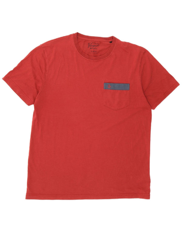 Penguin Mens T-Shirt Top XL Burgundy Cotton