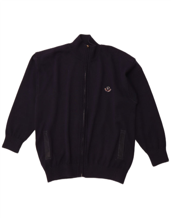 BLUE DRAKE Mens Cardigan Sweater XL Navy Blue Wool