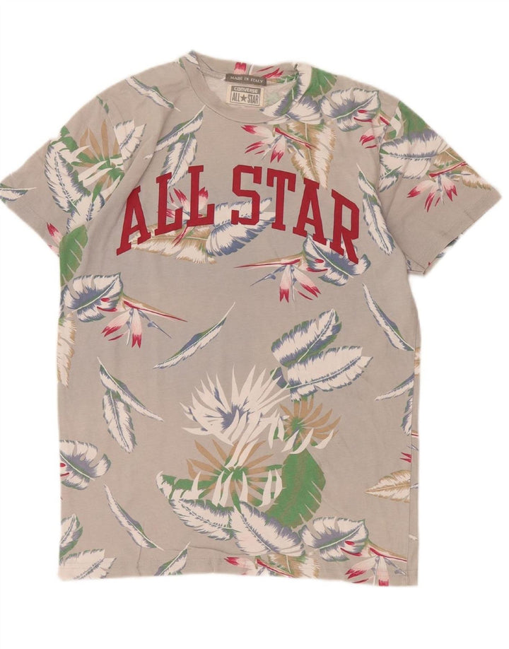 CONVERSE Mens Graphic T-Shirt Top Small Grey Floral