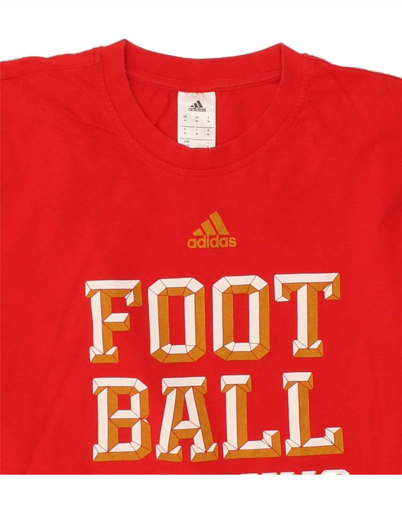 ADIDAS Mens Football Graphic T-Shirt Top Medium Red Cotton Vintage Adidas and Second-Hand Adidas from Messina Hembry 