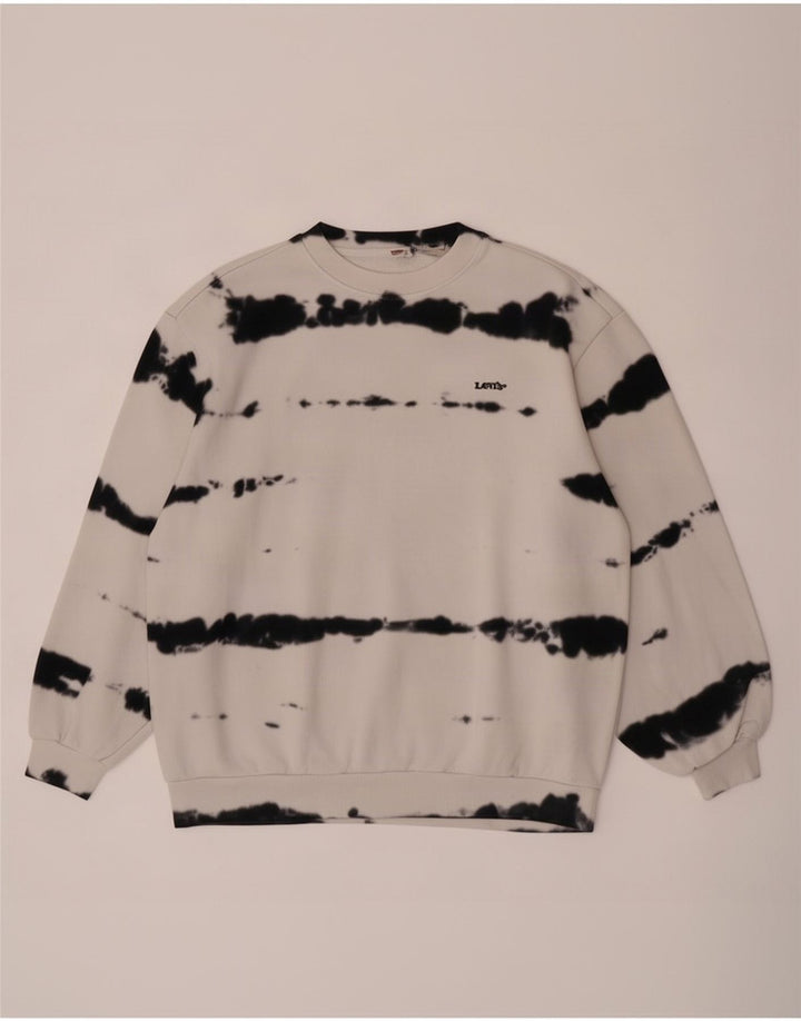 Levi's Mens Sweatshirt Jumper Medium Off White Tie Dye Cotton