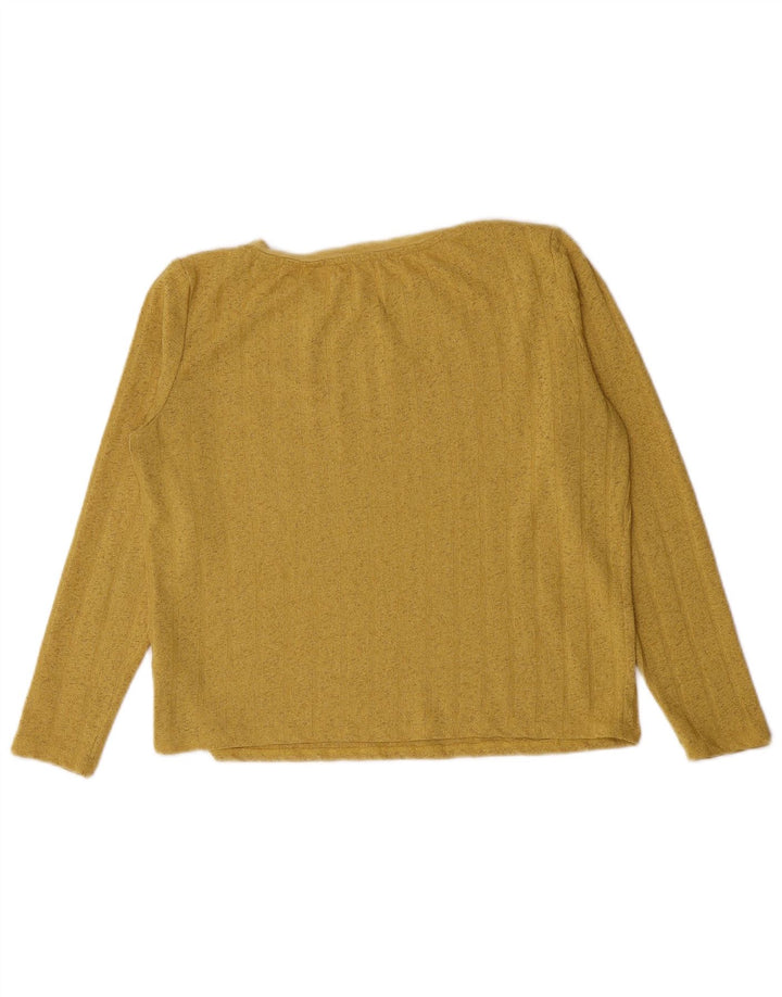 Marks & Spencer Womens Crop Top Long Sleeve UK 12 Medium Yellow Polyester