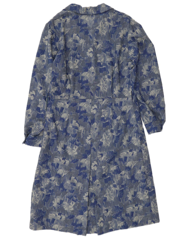 Vintage Womens Long Sleeve Maxi Dress UK 6 XS Blue Floral