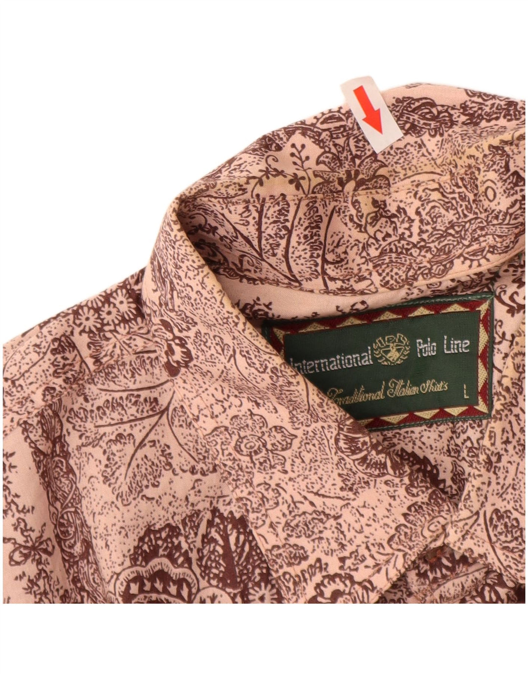 INTERNATIONAL Mens Shirt Large Brown Paisley Cotton