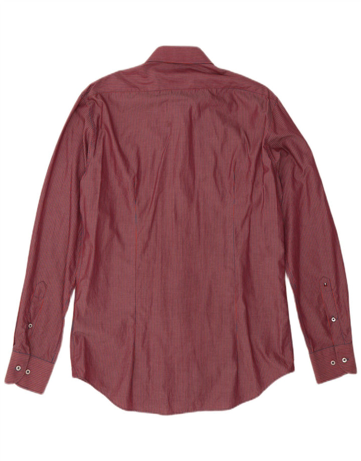 Tommy Hilfiger Mens Tailored Shirt Size 40 15 3/4 Medium Red Pinstripe