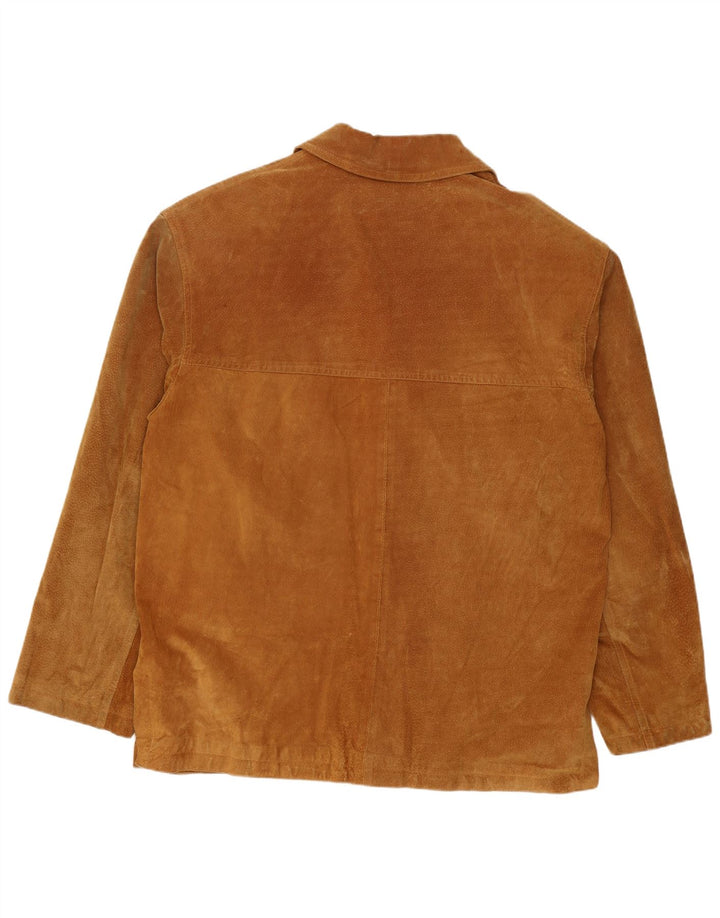 Vintage Mens Suede Jacket IT 46 Small Beige Leather