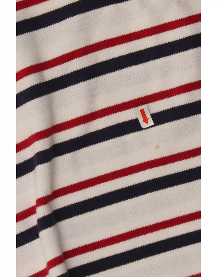 WRANGLER Mens Polo Shirt 2XL White Striped Cotton