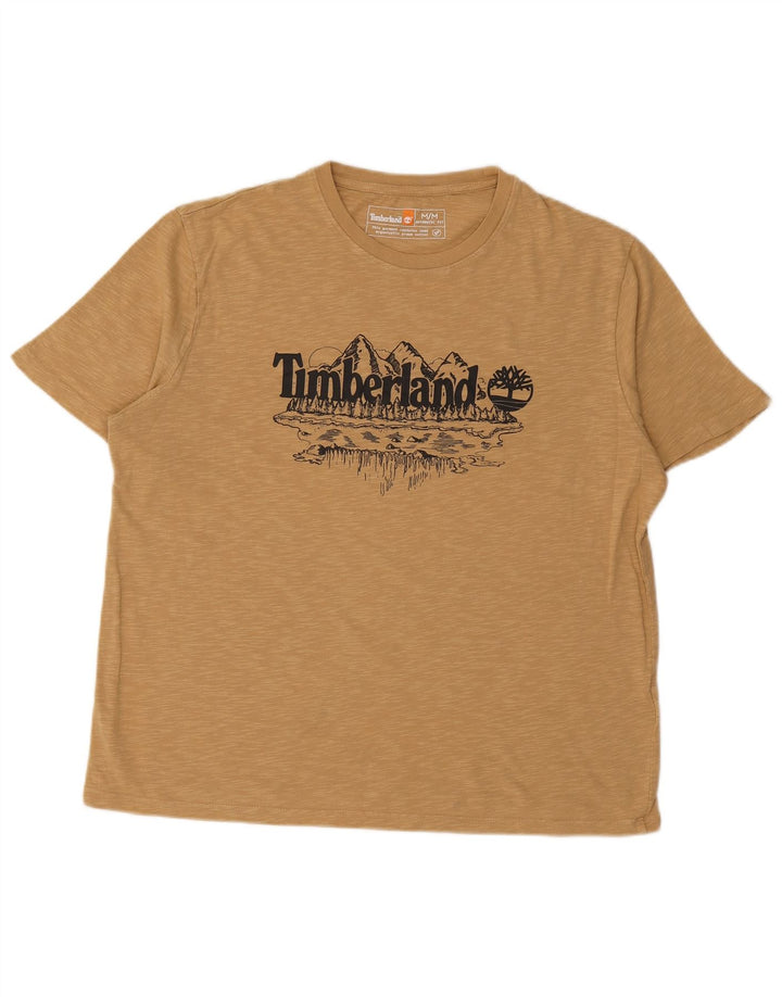 TIMBERLAND Mens Authentic Graphic T-Shirt Top Medium Beige Flecked Cotton