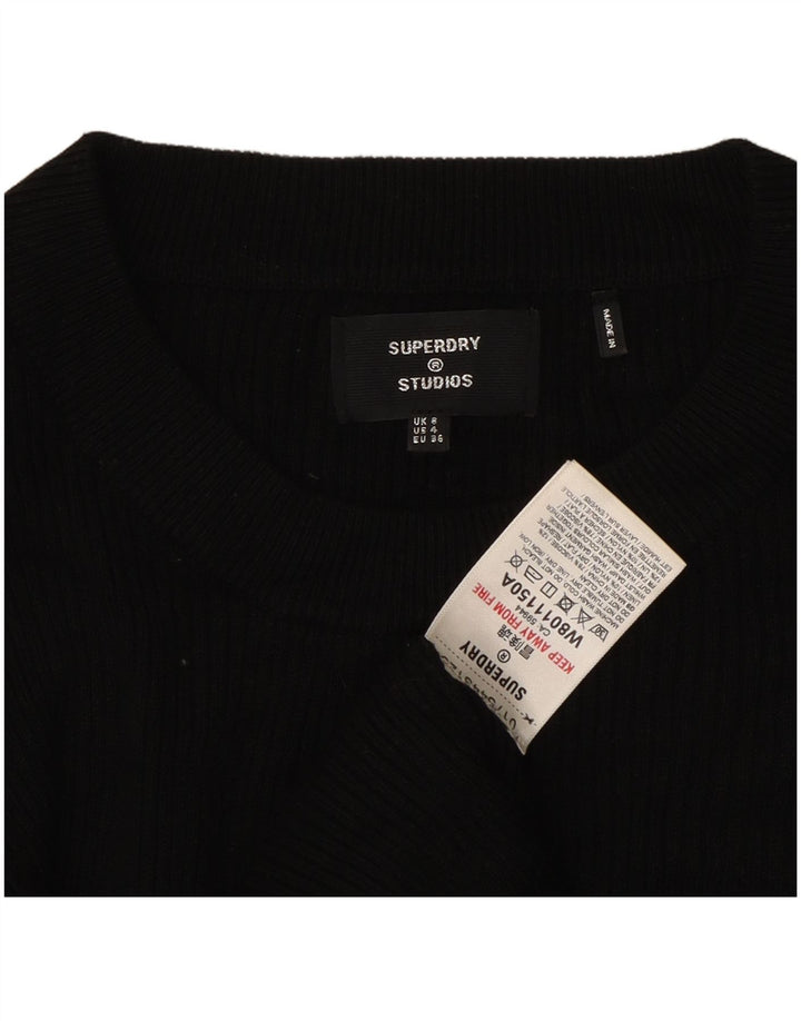 SUPERDRY Womens Maxi Jumper Dress UK 8 Small Black Viscose