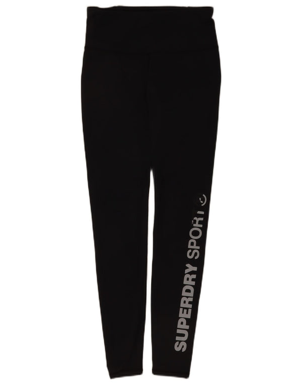 Superdry Womens Graphic Leggings UK 10 Small  Black Polyester