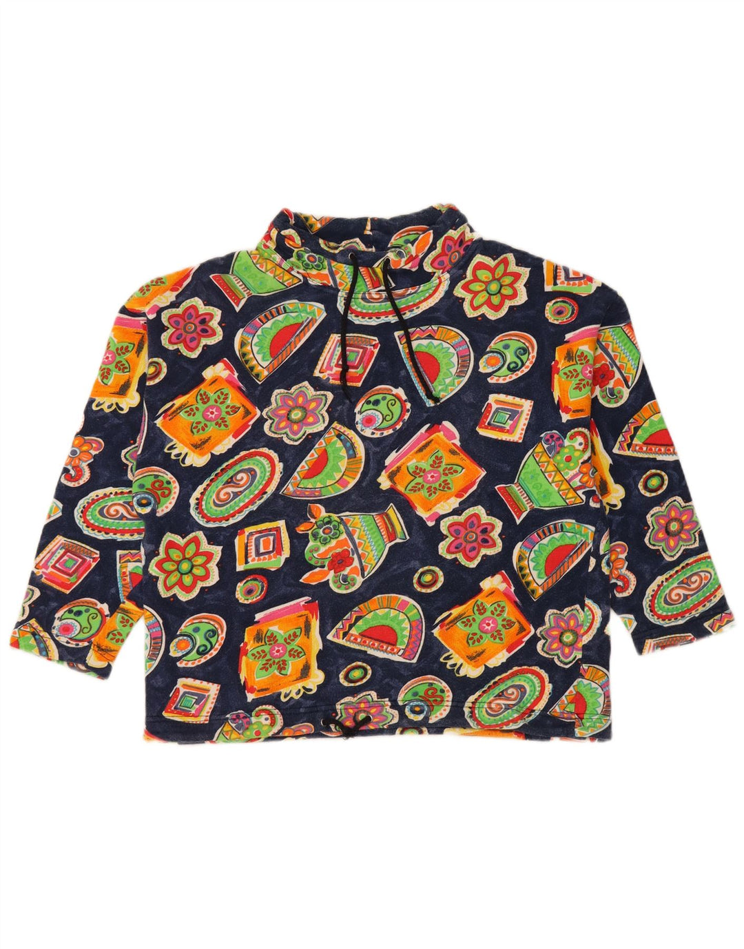 BENETTON Girls Sweatshirt Jumper 11-12 Years Large Navy Blue Floral