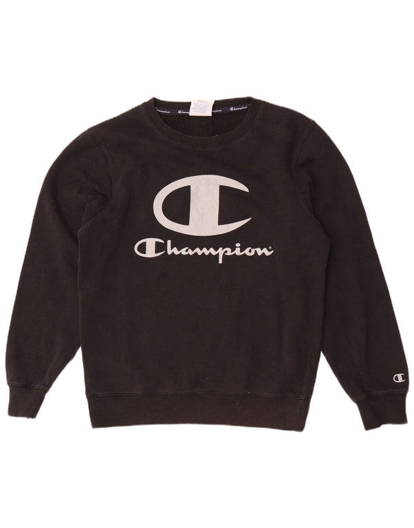 Champion Mens Graphic Sweatshirt Jumper Medium Black Cotton
