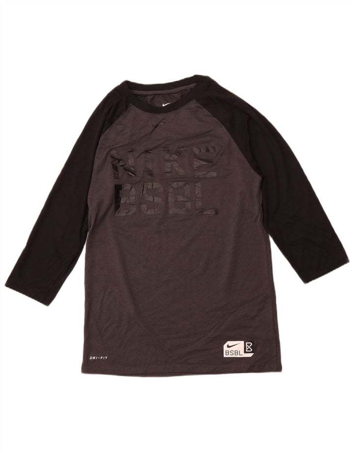 NIKE Womens Athletic Cut Graphic T-Shirt Top UK 8 Small Grey Sports