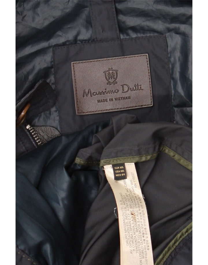 Massimo Dutti Mens Bomber Jacket UK 44 2XL Navy Blue Polyester