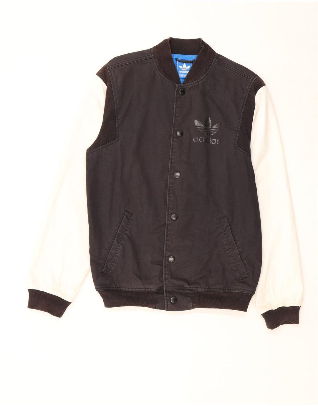 Adidas Mens Graphic Varsity Jacket UK 38 Medium Black Colourblock Cotton